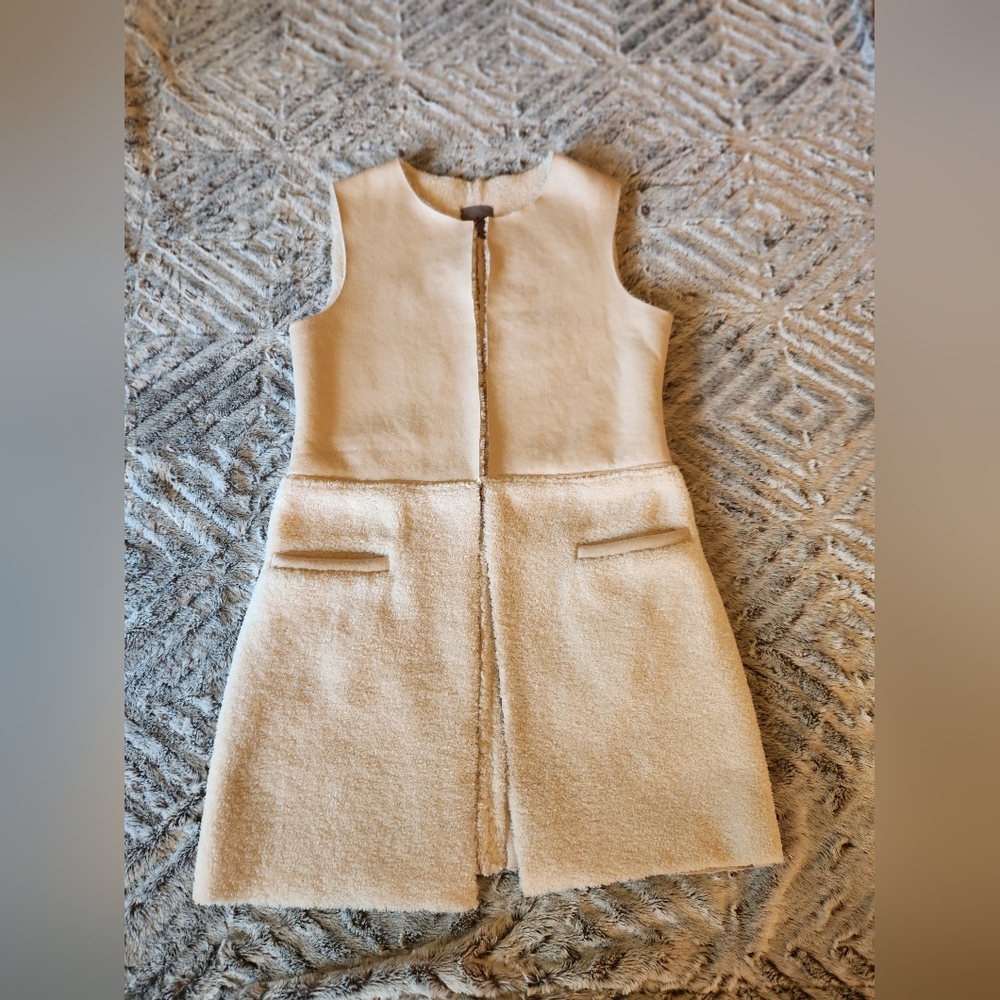 YAYA woman's beige faux suede/wool long vest size 36 or XS/S